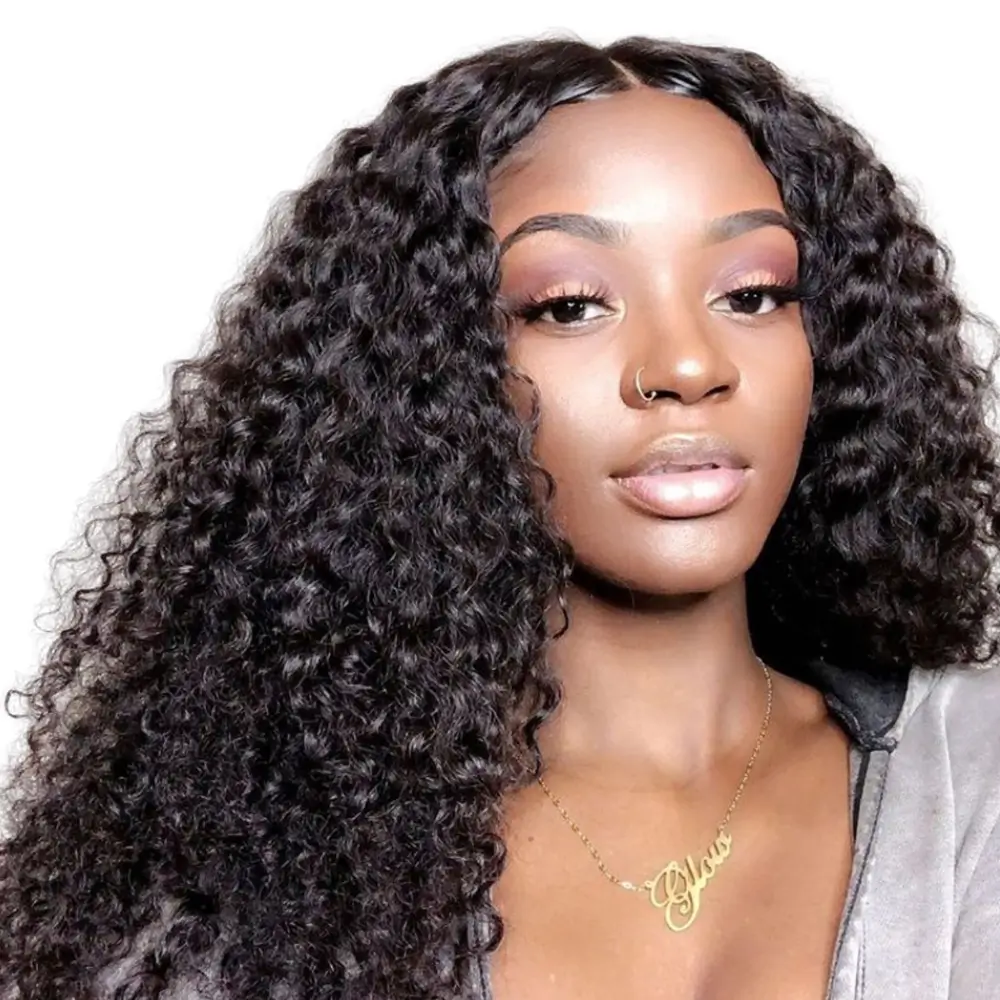 Deep Curly Human Hair Lace Front Wig