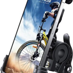 Lamicall Bike Phone Mount on motorcycle handlebar holding a smartphone